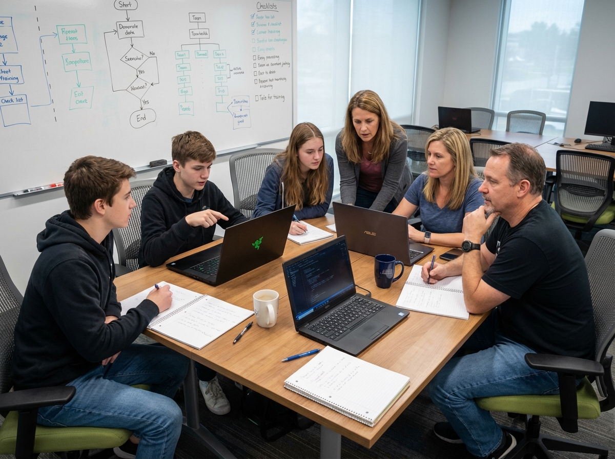 Groupe de personnes discutant autour d