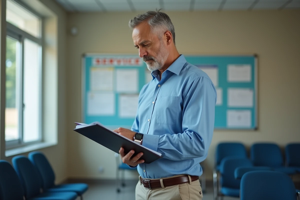 Homme d age en attente dans une salle d attente