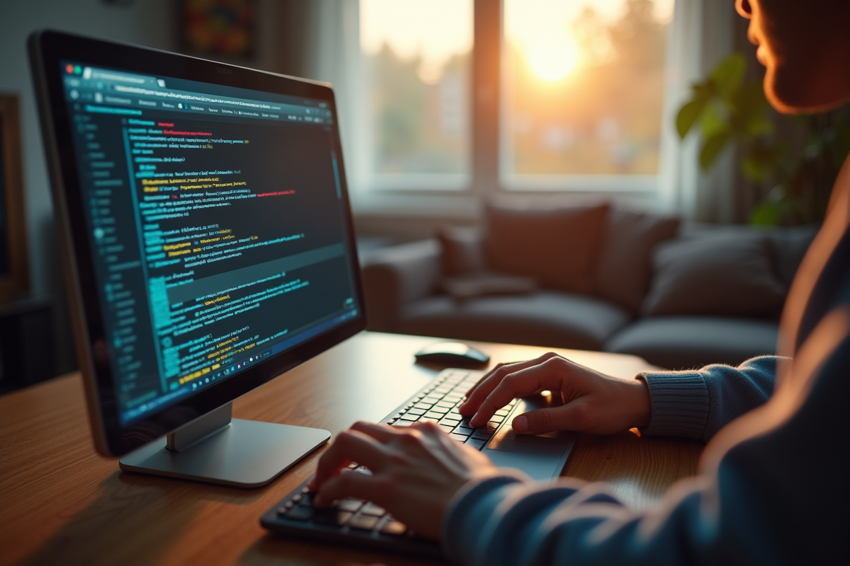 Mains tapant sur un clavier avec erreurs sur l