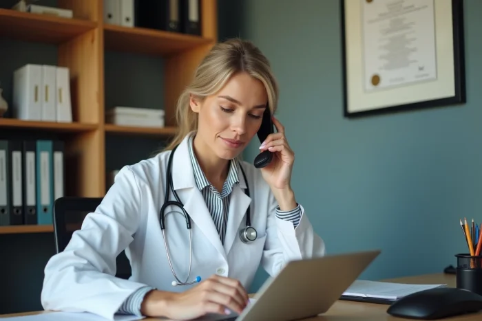 Médecin généraliste collaborant avec le service de régulation médicale 116 117 depuis son cabinet
